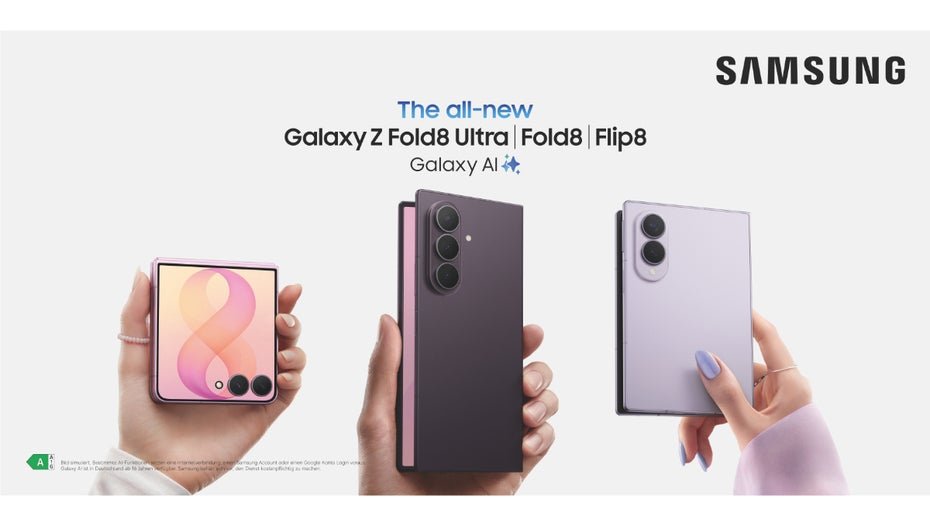 Samsung Galaxy Z Fold8 Ultra, Z Fold8 und Z Flip8 im Vergleich